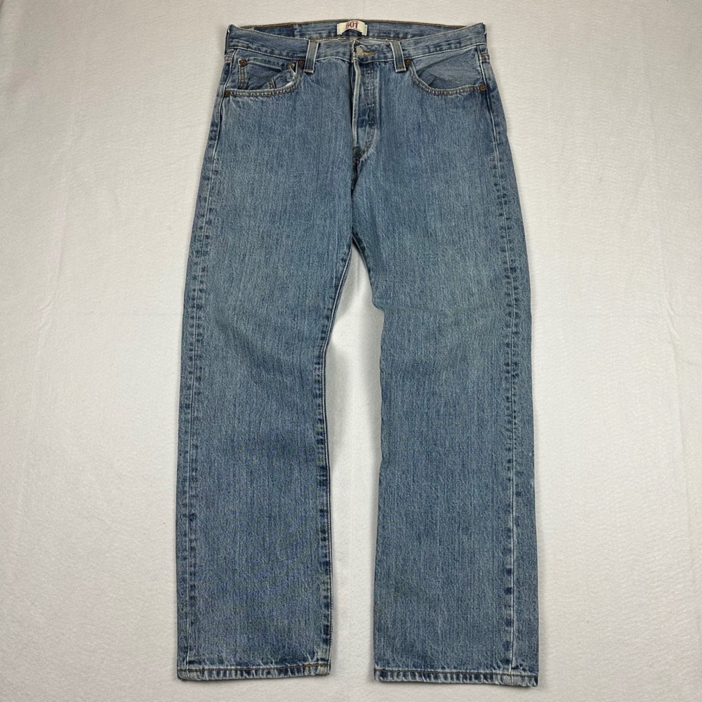 Levis 501 Mens Straight Leg Button Fly Blue Denim Jeans 34x30
